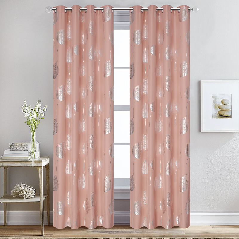 Silver print blackout curtain