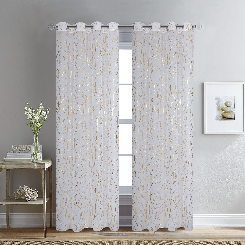 Silver print blackout curtain