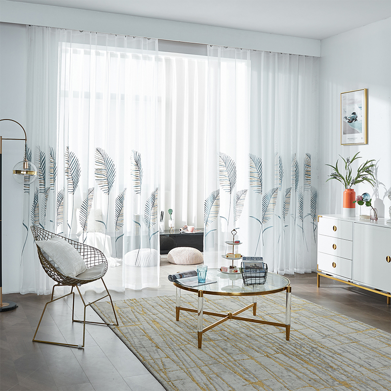 White semi-sheer curtain