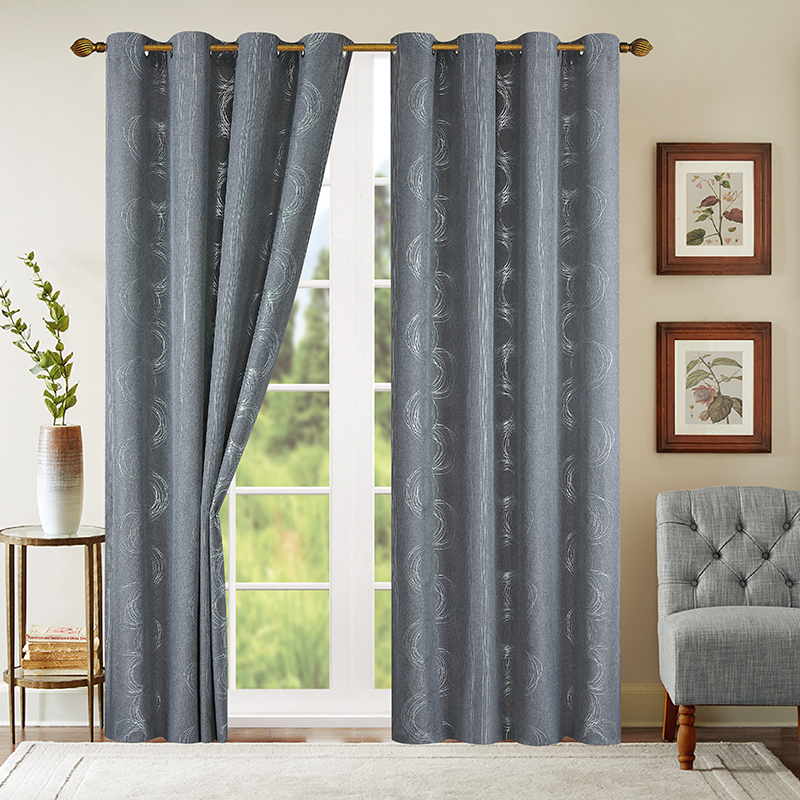 Silver print blackout curtain