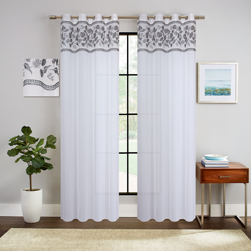 White semi-sheer curtain