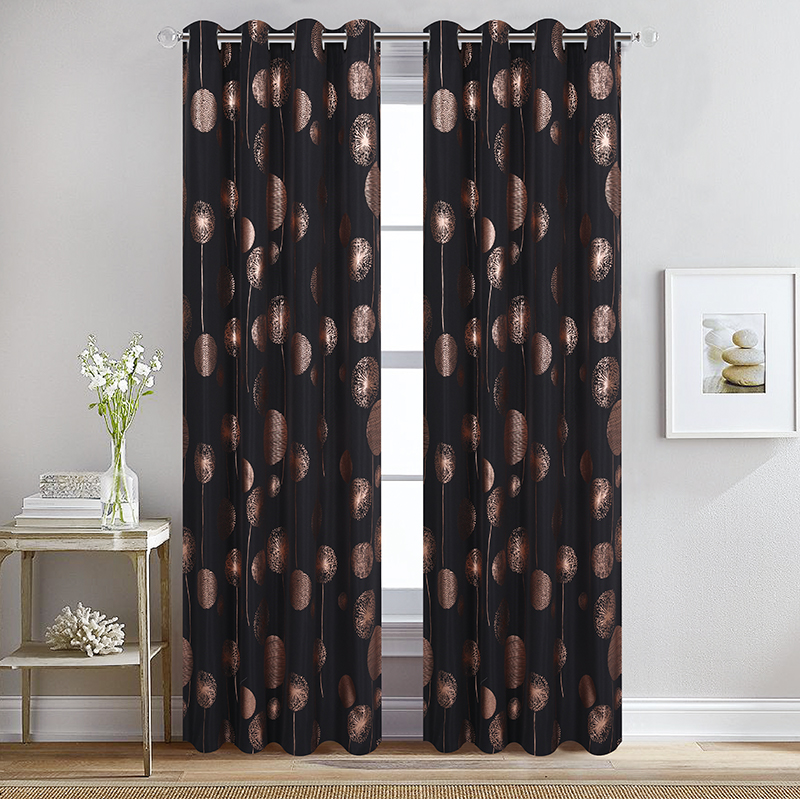 Silver print blackout curtain