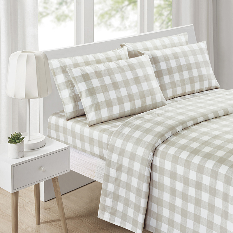 Printed plaid sheet set