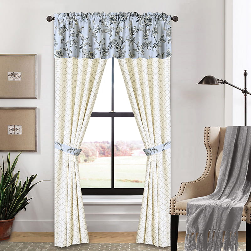 Silver print blackout curtain